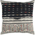 Rizzy Home | T12953 | 22"x22" Black/Gray/Red Stripe Decorative Pillow | Poly Fill