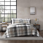 Eddie Bauer - Twin Comforter Set, Plaid Reversible Bedding, Stylish & Warm Home Decor (Normandy Grey, Twin),Grey/White/Beige