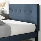 Zinus Omkaram Upholstered Platform Bed Frame, Mattress Foundation, Wood Slat Support, No Box Spring Needed, Easy Assembly, King, Navy