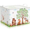 TREWAVE Baby Storage Basket Woodland Animals Gift Basket with Handles Rectangular Collapsible Clothes Towel Toys Bin Bookshelf O