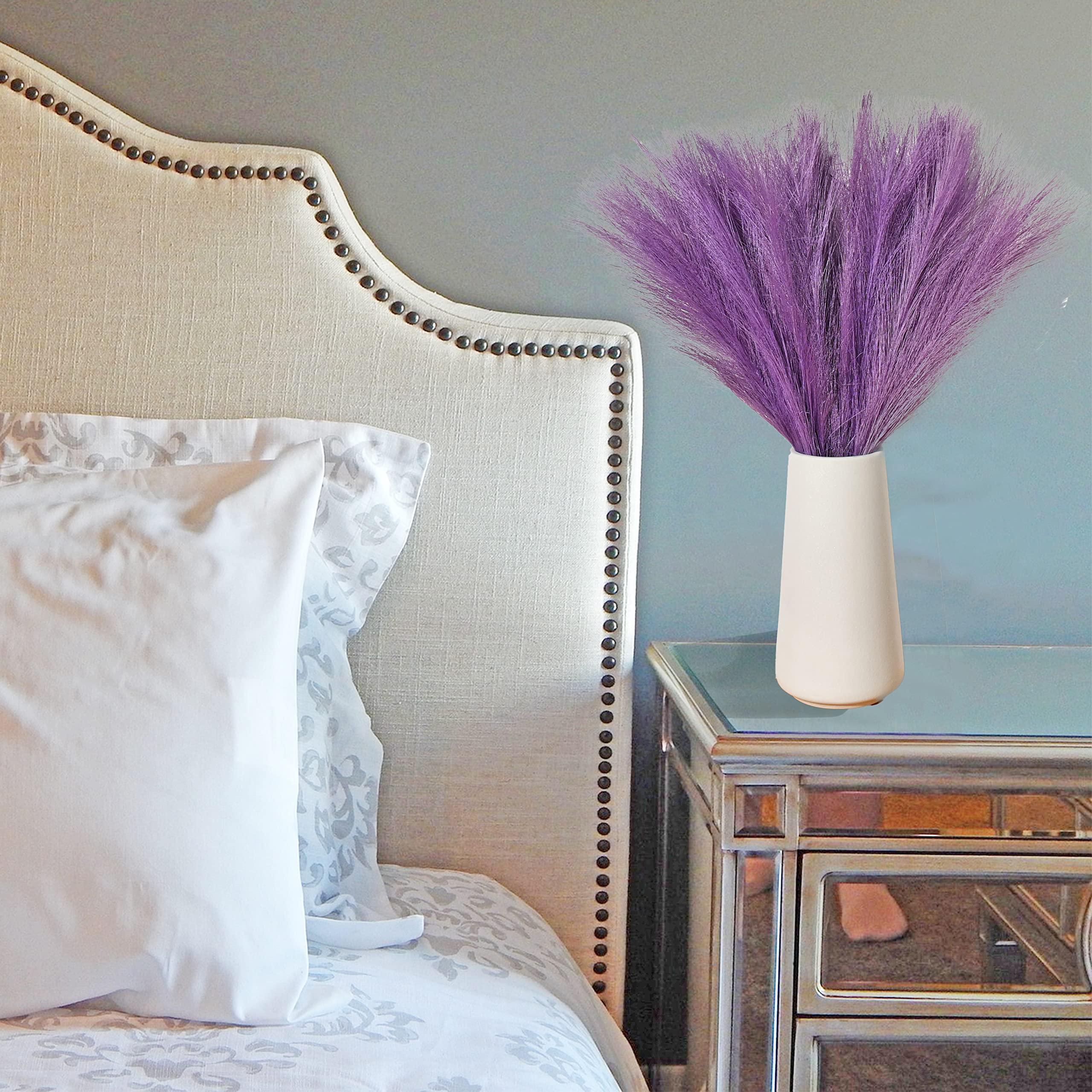 Mandy'S 20Pcs Purple Silk Pampas Grass Artificial Fake Flowers 18'' For Mother'S Day Easter Home Kitchen Wedding Decorations Wed
