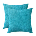 Calitime Pack Of 2 Cozy Throw Pillow Covers Cases For Couch Sofa Home Decoration Solid Dyed Soft Chenille 24 X 24 Inches Lake Bl