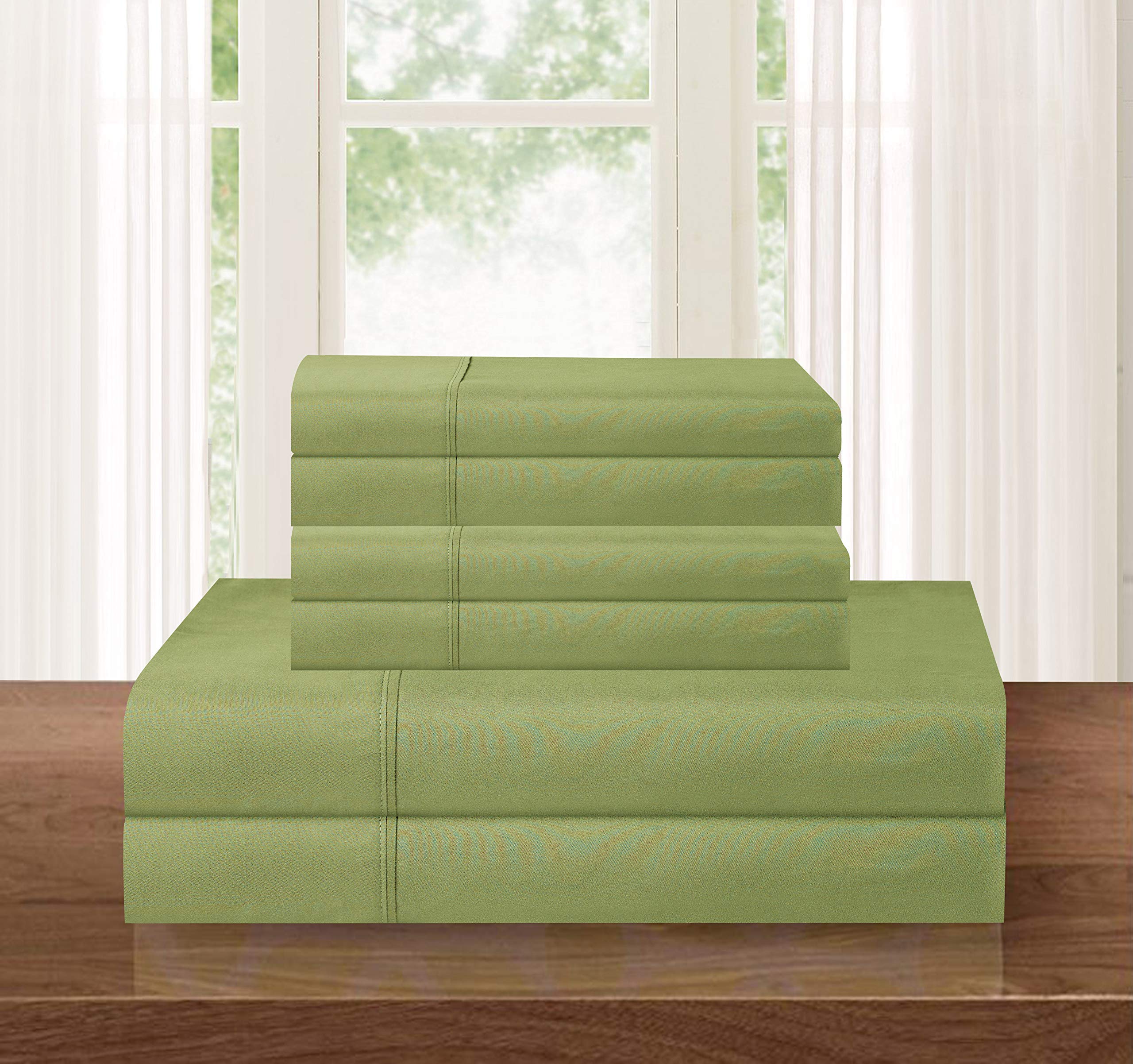 1500 Thread Count Egyptian Quality 4 Pc Sheet Set, Deep Pocket Up To 16' - Wrinkle Resistant - All Size And Colors , Full Green