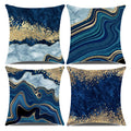 Ldjrsy Navy Blue And Gold Throw Pillow Covers Set Of 4 Decorative Pillows Covers 18 X 18 Inch Blue And Gold Pillows Cushion Cove