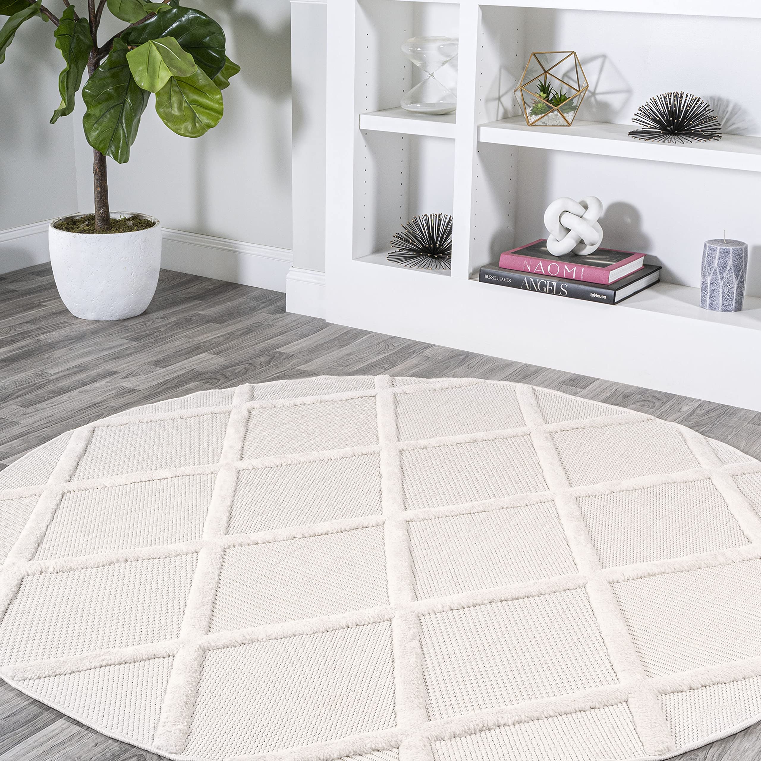 Jonathan Y Ibz101D-5R Salines Diamond Trellis Indoor Outdoor Area Rug Bohemian Geometric Easy Cleaning Bedroom Kitchen Backyard