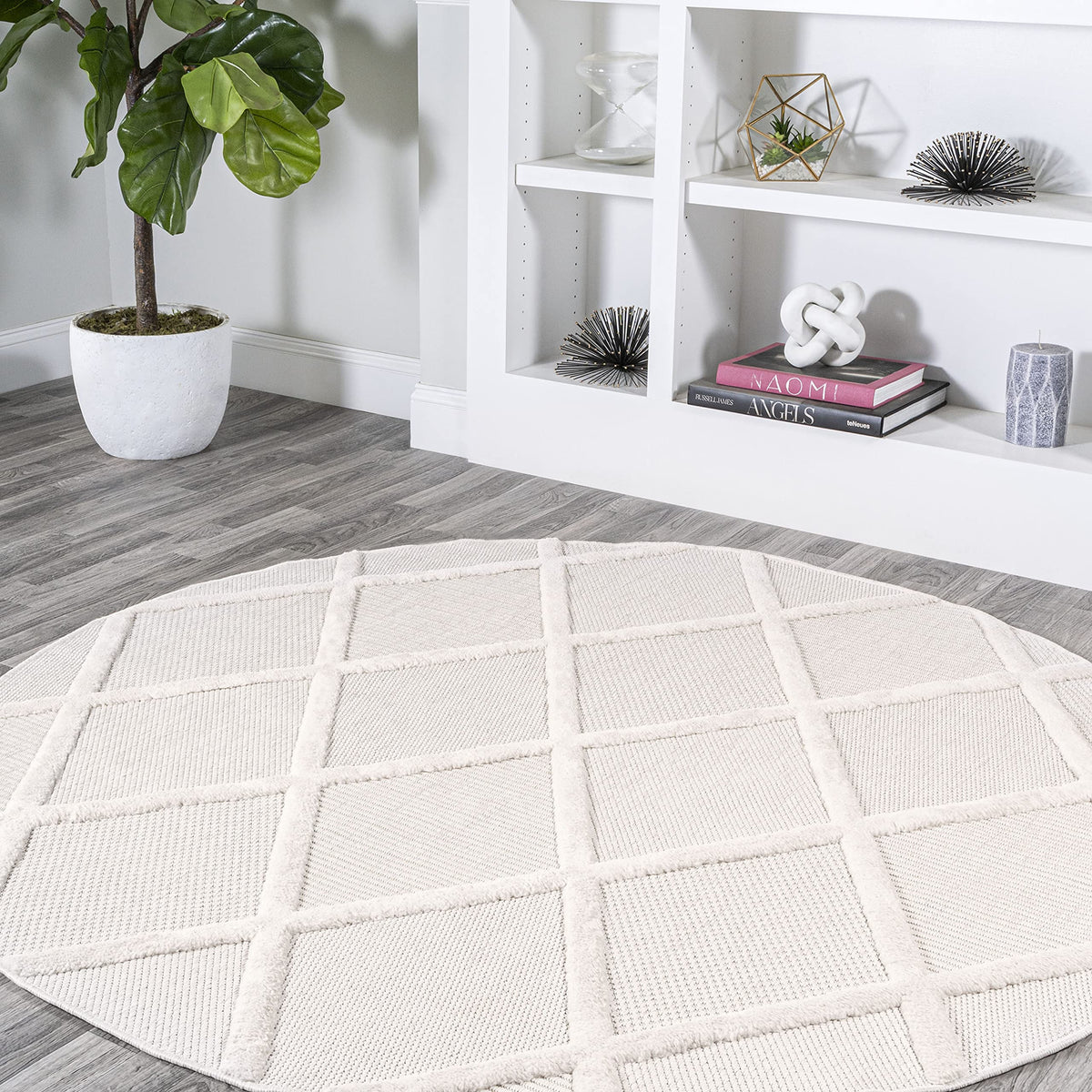 Jonathan Y Ibz101D-5R Salines Diamond Trellis Indoor Outdoor Area Rug Bohemian Geometric Easy Cleaning Bedroom Kitchen Backyard