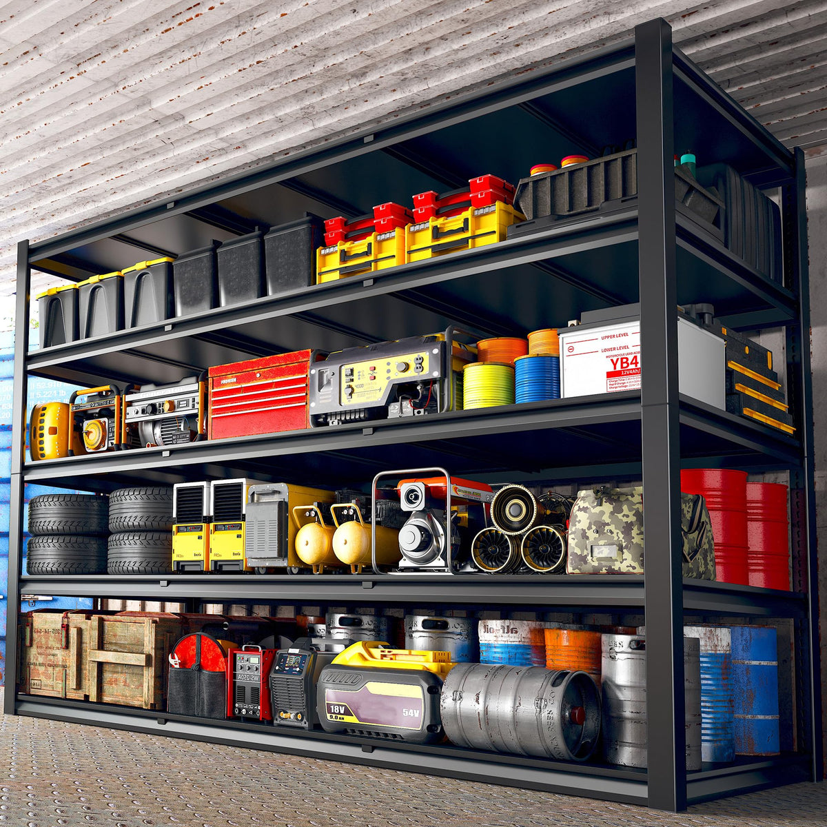 Reibii 60'' W Garage Shelving 3000Lbs Heavy Duty Storage Shelves, Adjustable 5 Tier Metal Shelves For Storage Rack Industrial Sh