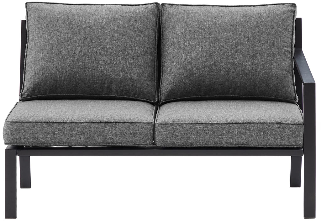 Crosley Furniture Clark Outdoor Sectional Right Side Loveseat, 2-Person Patio Couch For Deck, Backyard, Matte Black With Charcoal Cushions