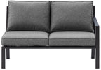 Crosley Furniture Clark Outdoor Sectional Right Side Loveseat, 2-Person Patio Couch For Deck, Backyard, Matte Black With Charcoal Cushions