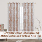 Mrs.Naturall Rusty Orange Curtains 63 Inch Length For Bedroom 2 Panels Grommet Burnt Orange Medallion Patterned Damask Moroccan Design Semi Sheer Drapes For Living Room,Terracotta And Gray Cream