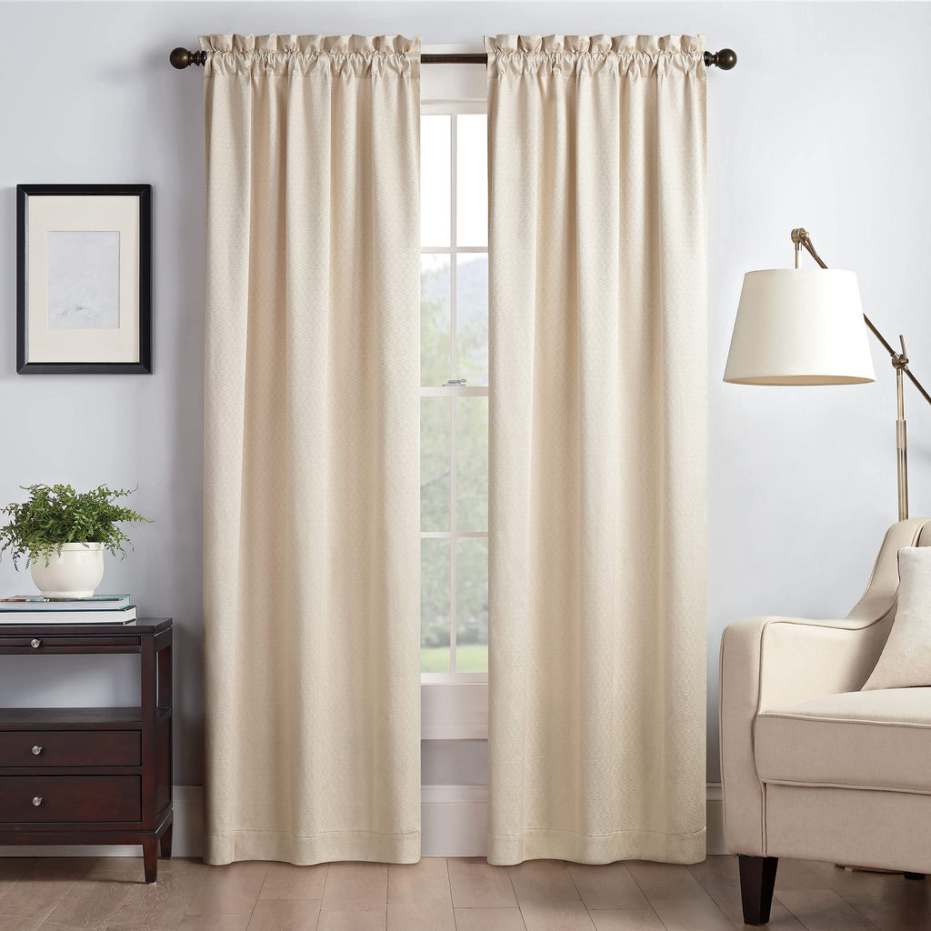 Eclipse Canova Thermal Insulated Single Panel Rod Pocket Darkening Curtains For Living Room, 42 In X 84 In, Ivory