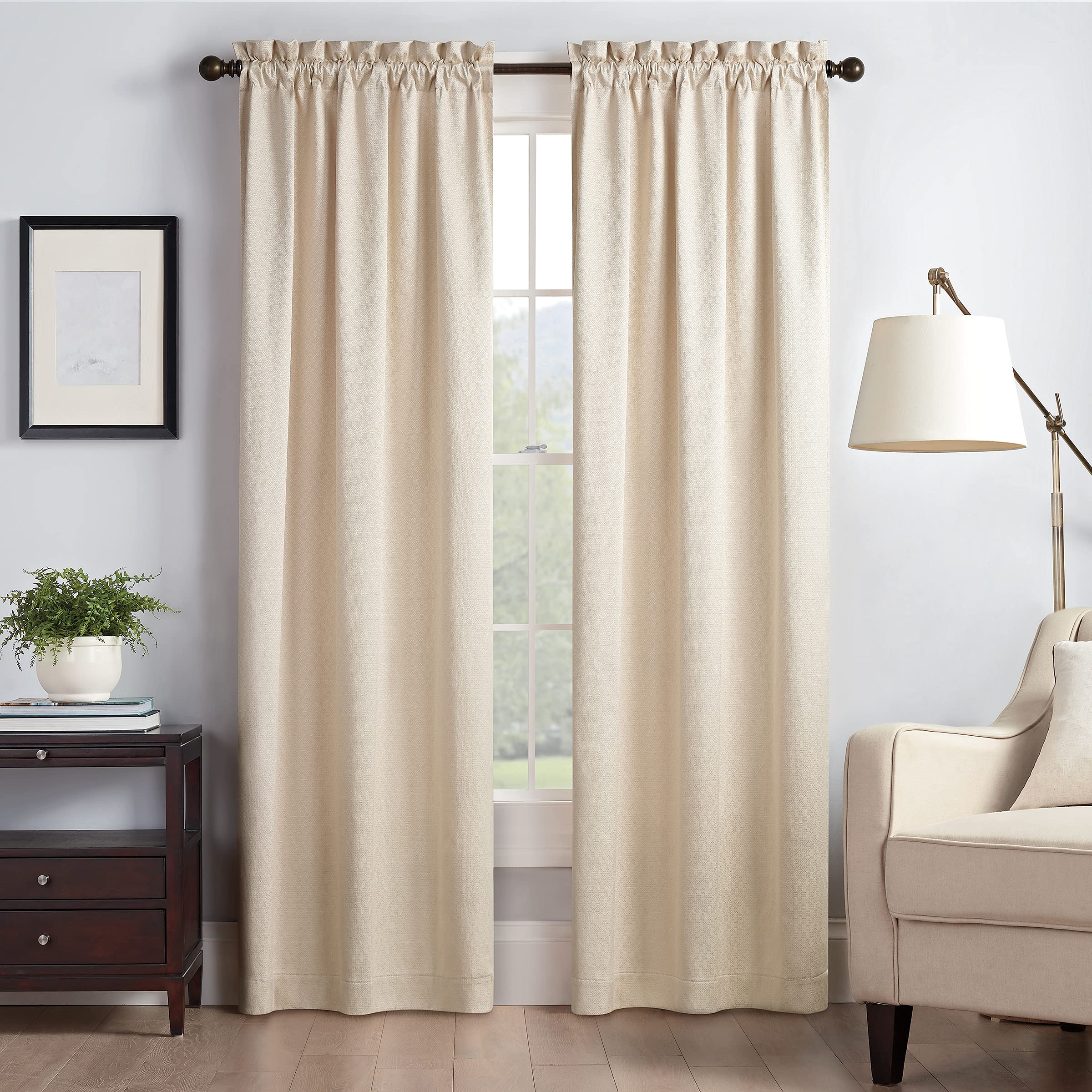 Eclipse Canova Thermal Insulated Single Panel Rod Pocket Darkening Curtains For Living Room, 42 In X 84 In, Ivory
