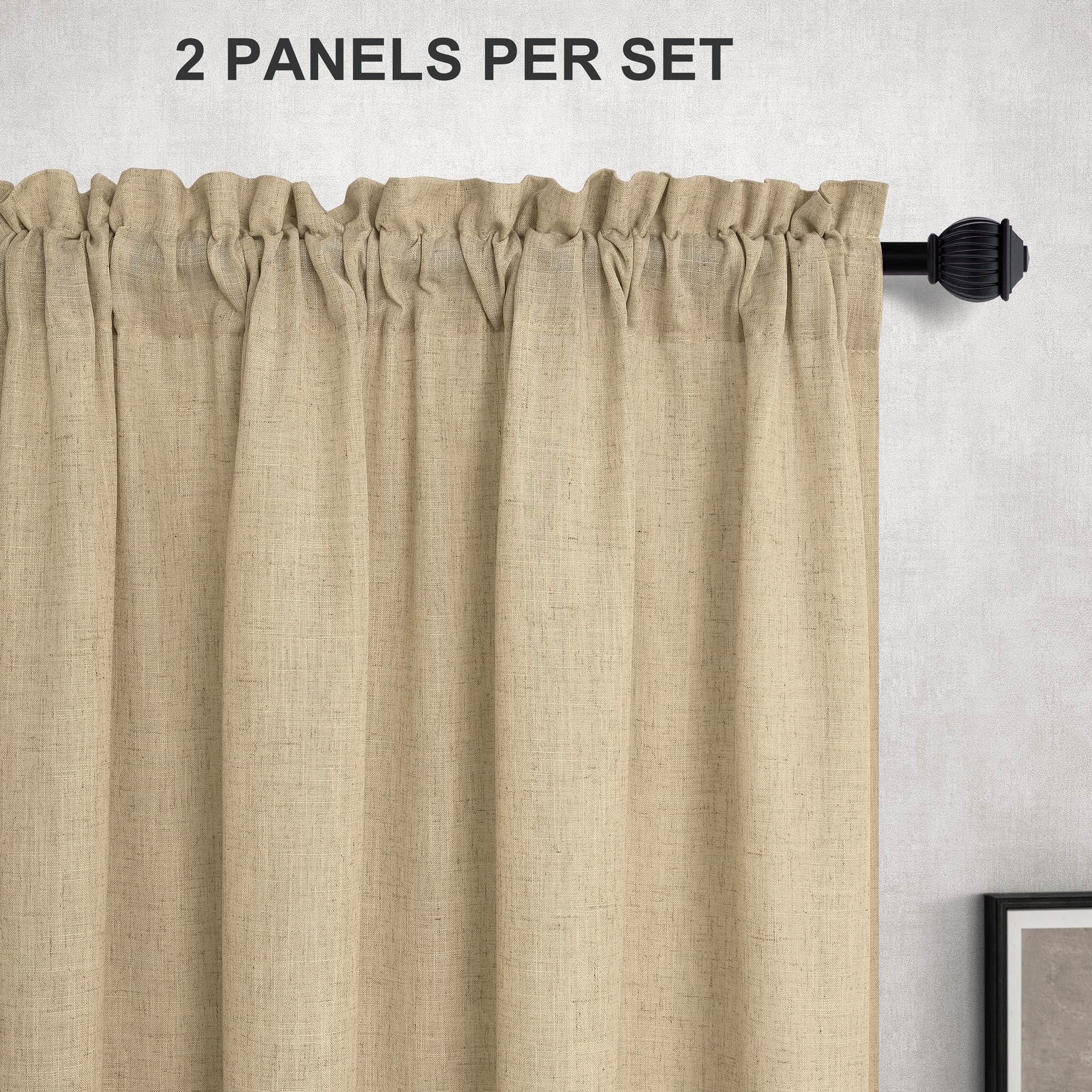 Tan Beige Curtains 63 Inch Length For Boys Bedroom 2 Panels Set Rod Pocket Burlap Linen Semi Sheer Jute Barley Taupe Color Light Brown Curtain For Dining Room Nursery Office Farmhouse Decor 52X63 Long