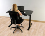 TechOrbits Electric Standing Desk Frame 47 x 24 Inch Tabletop - Motorized Workstation Two Leg Stand Up Desk with Memory Settings and Telescopic Sit Stand Height Adjustment (Black Frame/Black Top)