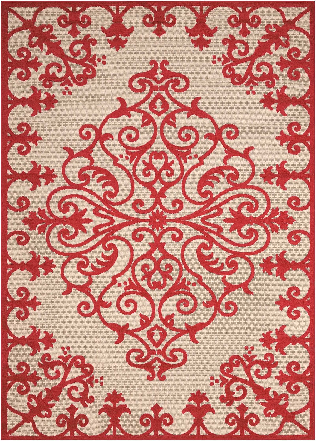 4? x 6? Red Medallion Indoor Outdoor Area Rug