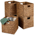 Best Choice Products 13x13in Pack of 5 Cube Storage Baskets, Water Hyacinth Multipurpose Collapsible Organizers, Handwoven Laund