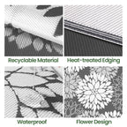 Luxstep Outdoor Rug Waterproof Outdoor Plastic Straw Rug Reversible Patio Rug Mat Outdoor Decor Large Area Mats For Rv, Picnic, Backyard, Deck, Balcony, Porch, Beach, Camping, 6'X 9',Grey