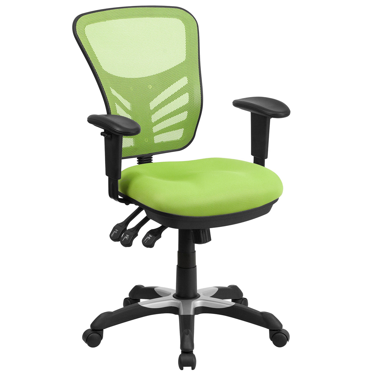 Flash Furniture Nicholas Mid-Back Swivel Office and Gaming Chair, Ergonomic Mesh Office Chair with Adjustable Lumbar Support and Height, Green