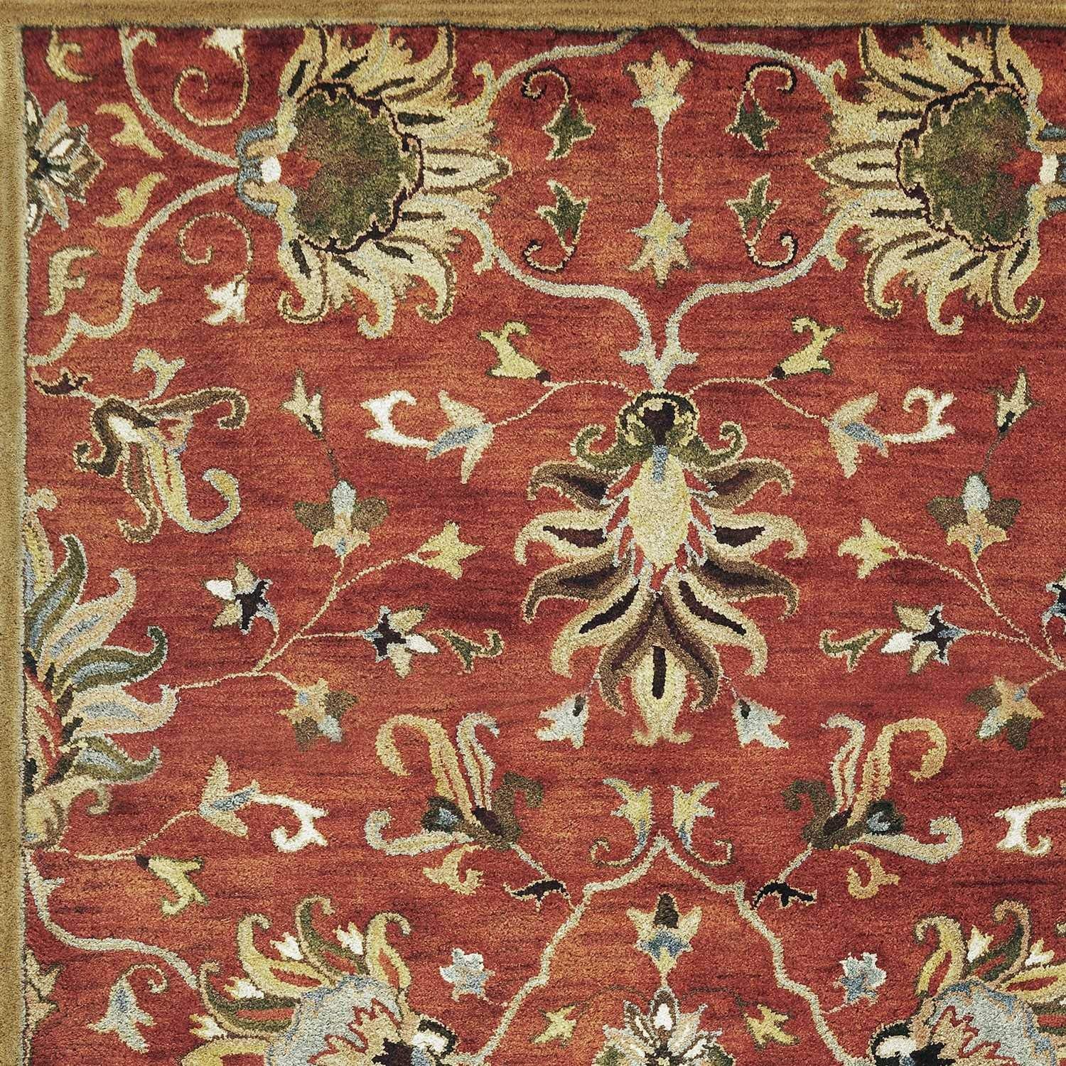 HomeRoots 9'X13' Sienna Orange Hand Tufted Traditional Floral Allover Indoor Area Rug