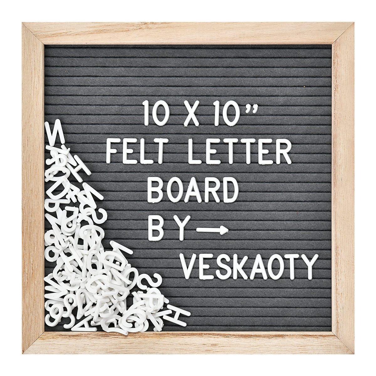Felt Letter Board With 294 Letters, Numbers & Symbols - 10 X 10 Inch Changeable Message Board With Wooden Frame Wall Mount Hook,