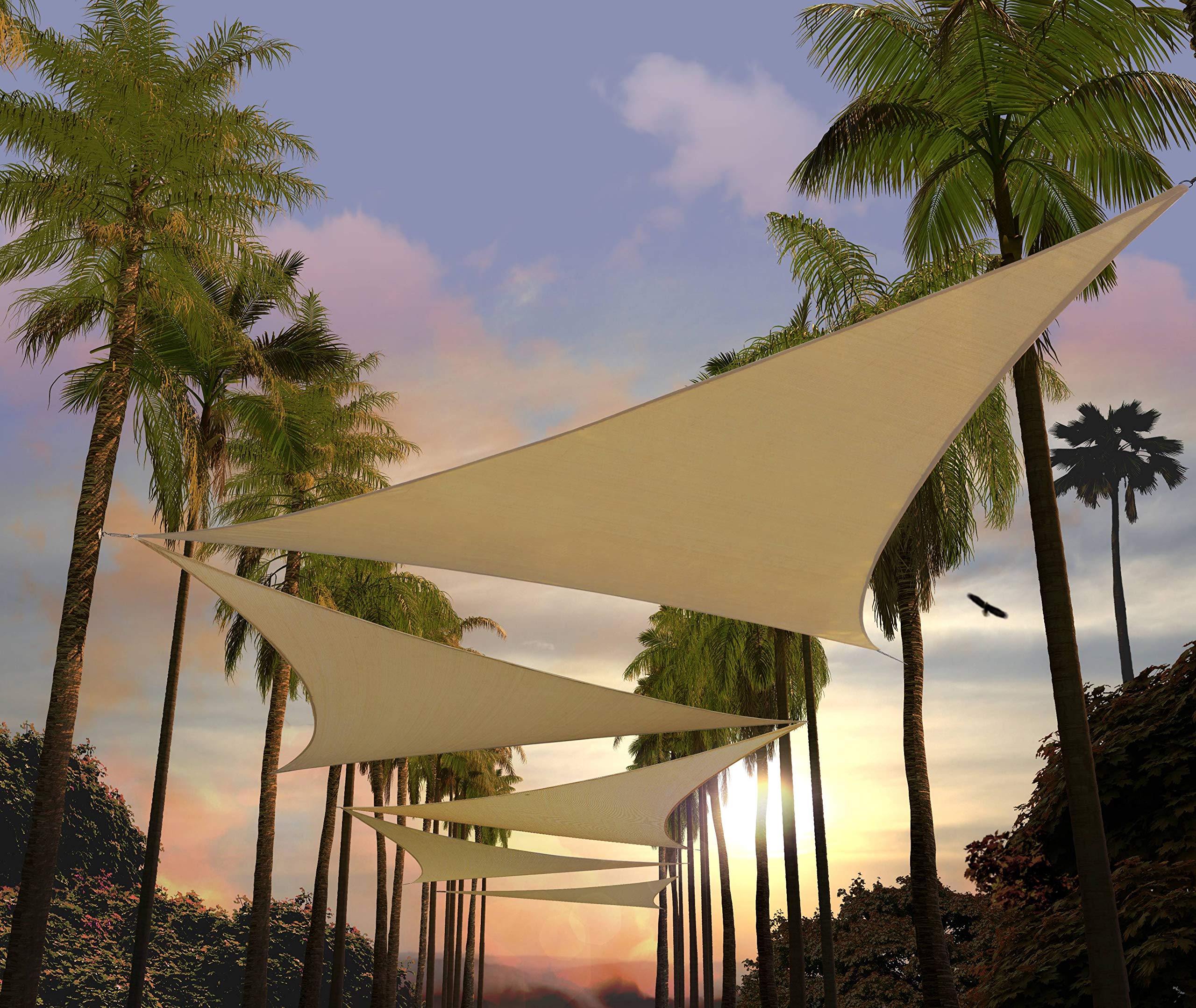 Amgo 16' X 16' X 16' Sand Beige Triangle Sun Shade Sail Upf50+ Canopy Awning Agslt, 95% Uv Blockage, Water & Air Permeable, 200G