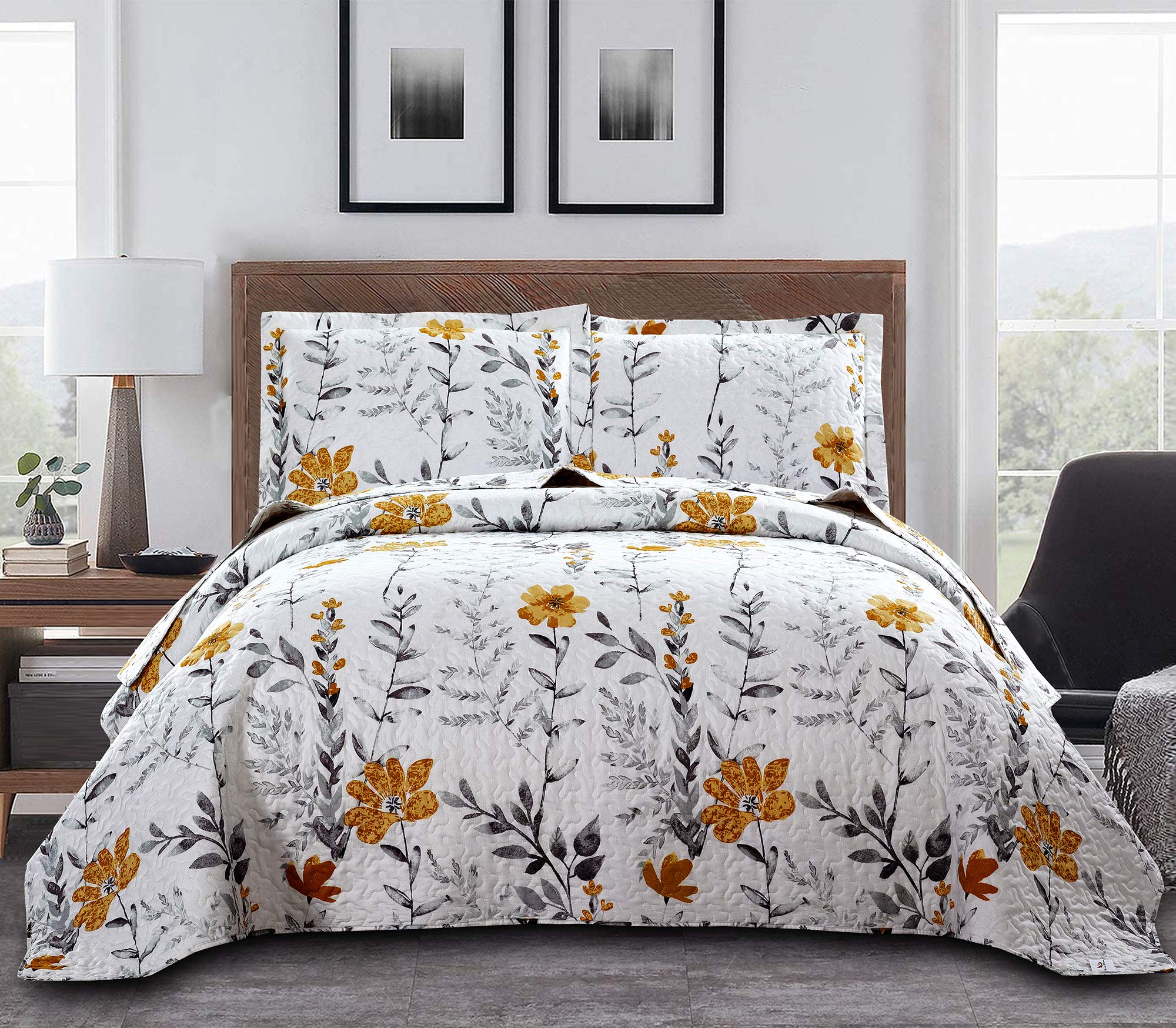 Bedspread Coverlet Set King Size Floral Quilts Set Bedding Lightweight Floral Quilt Collection Home Reversible Quilt Bedspread S