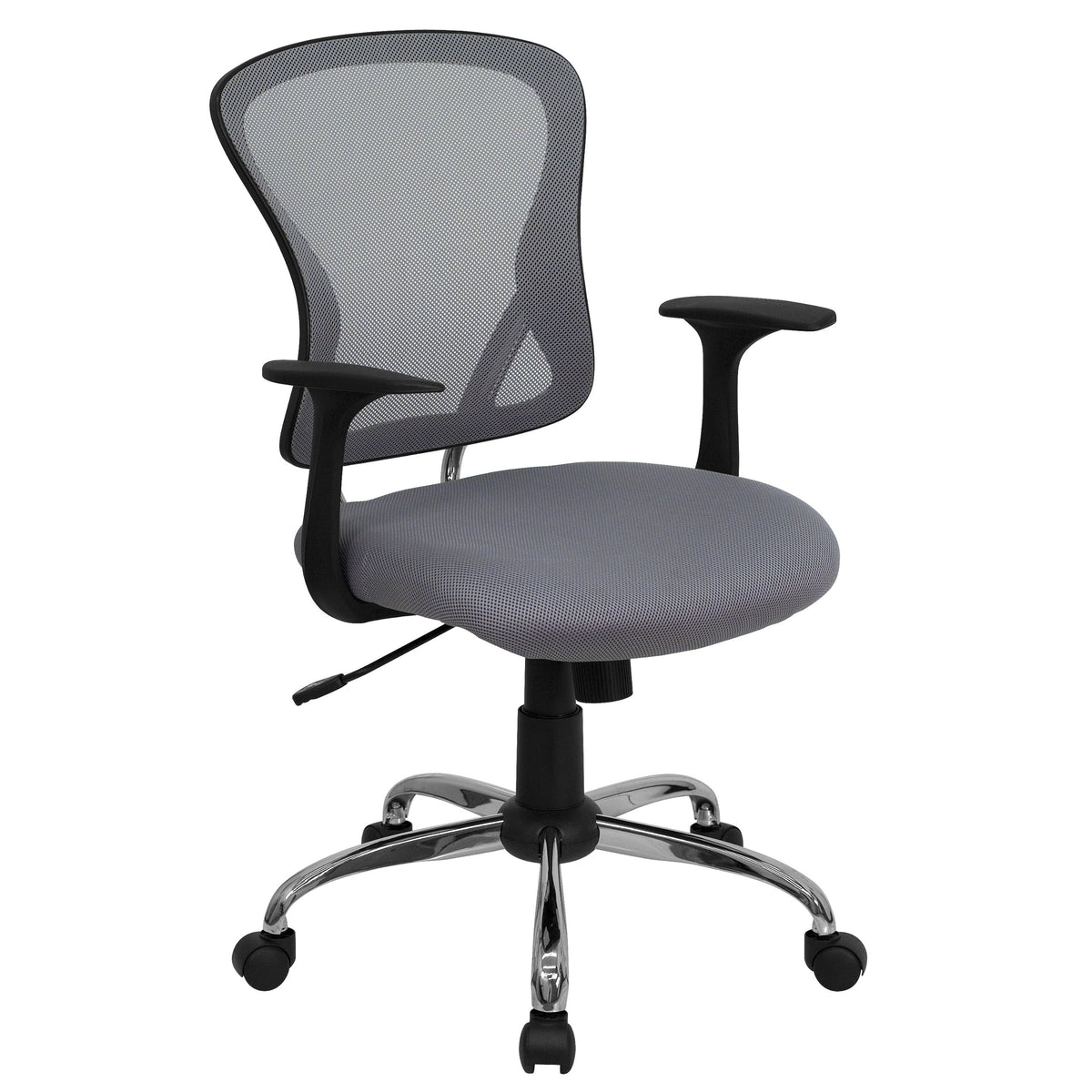 Flash Furniture Alfred Mid-Back Gray Mesh Swivel Task Office Chair with Chrome Base and Arms