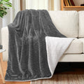 Pavilia Grey Sherpa Fleece Throw Blanket For Couch, Soft Plush Fuzzy Blankets, Fluffy Flannel Sherpa Blanket For Sofa, Warm 3D R