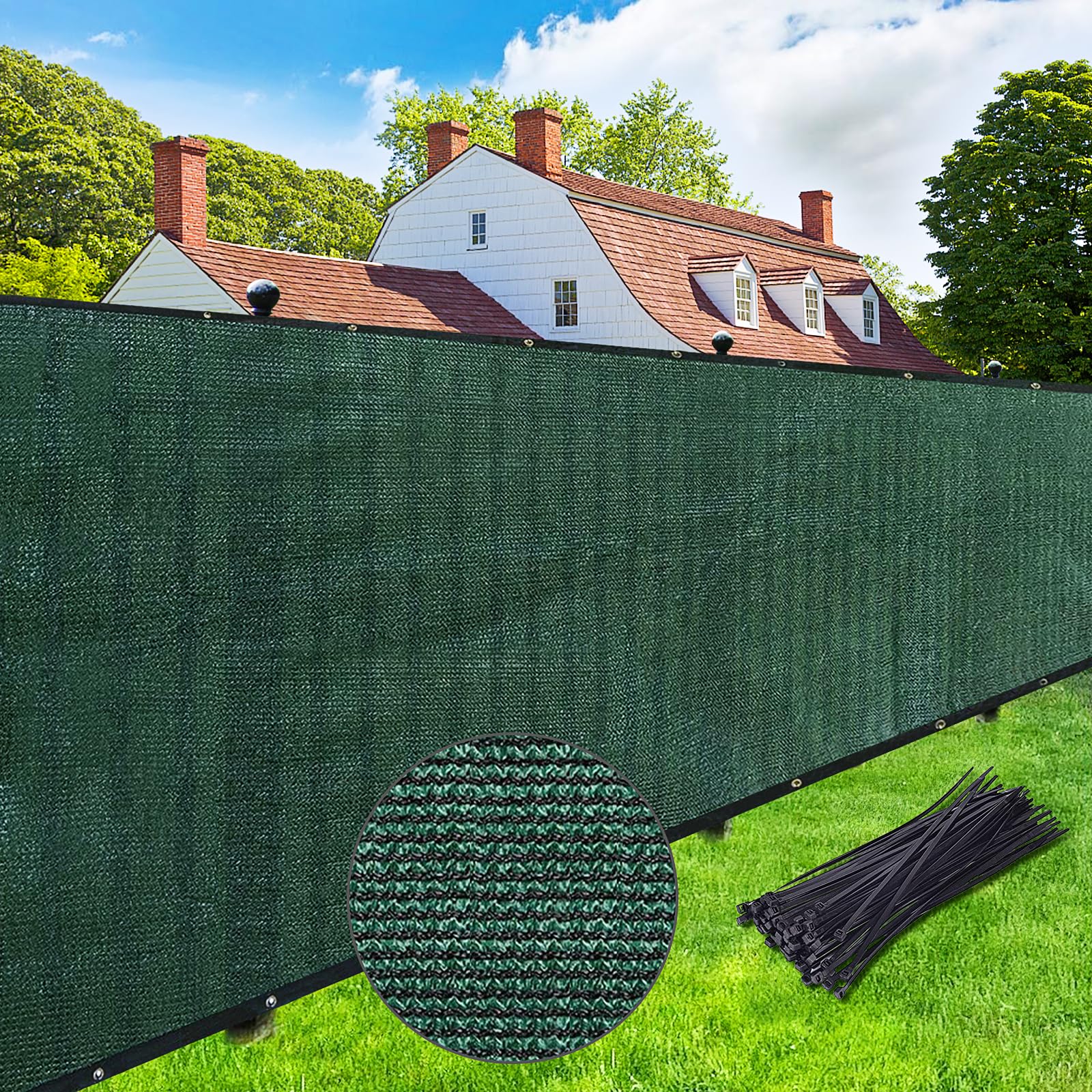 Upgrade Privacy Screen Fence 5' X 50' Commercial Shade Cover With Brass Grommets Heavy Duty Perfect For Outdoor Back Yard-Dark G