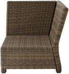 Crosley Furniture Bradenton Corner Outdoor Sectional Chair, Wicker Patio Chairs for Porch, Deck, Backyard, Brown with Sangria Cushions