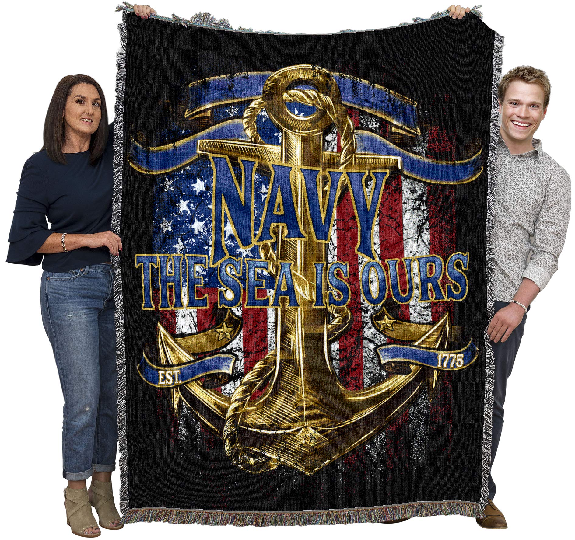 Pure Country Weavers Pcw - Us Navy The Sea Is Ours Blanket - Gift Military Tapestry Throw Woven From Cotton - Made In The Usa (7
