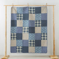 Slpr Blue Symphony 50' X 60' Cotton Quilted Throw Blanket, Country Farmhouse Checkered Patchwork Throw Quilt For Couch, Lightw