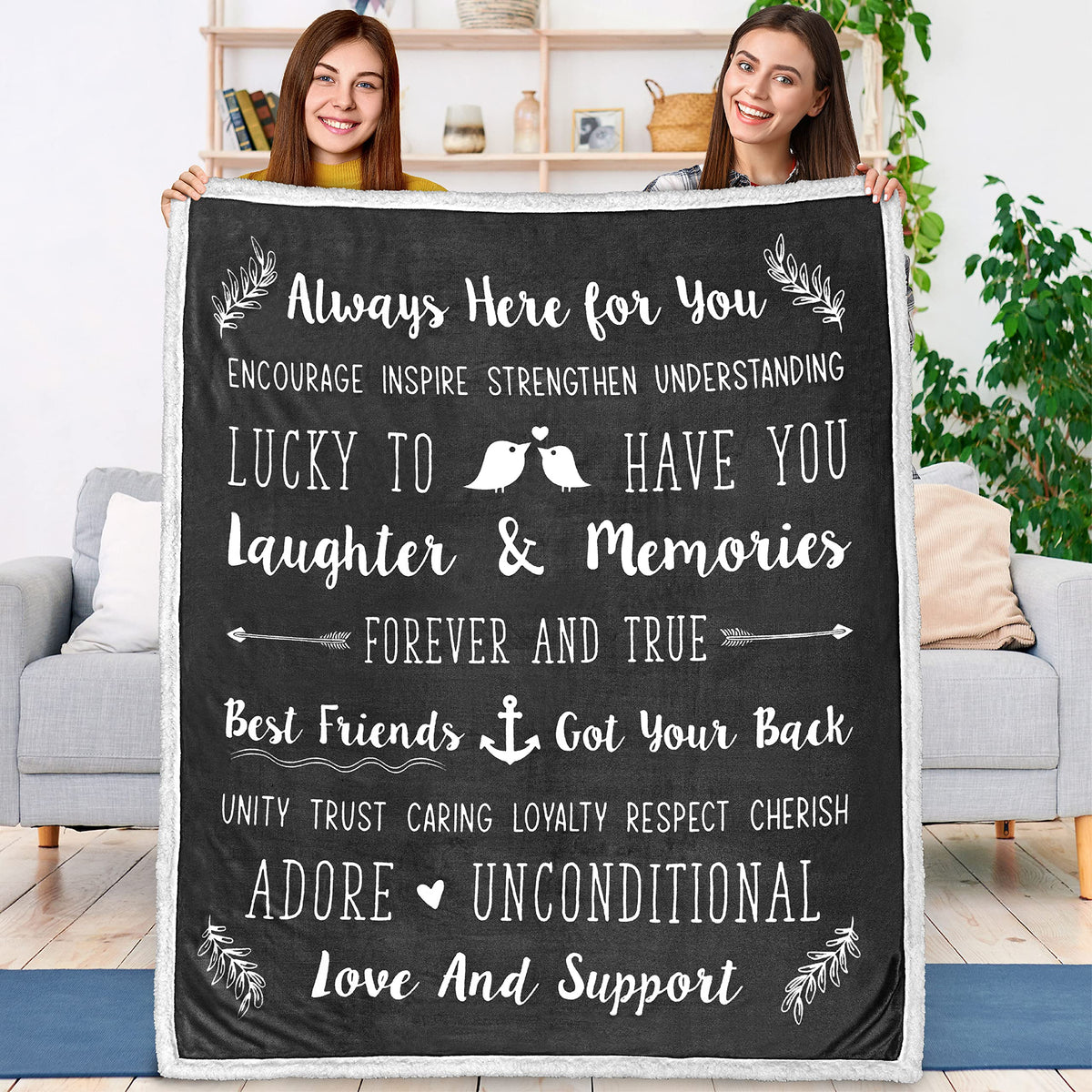 Pavilia Best Friend Blanket, Friendship Gifts For Women Birthday Soul Sister Long Distance Bestie, Soft Cozy Sherpa Throw Blanke