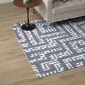 Modway Nahia Geometric Maze 5X8 Area Rug In Ivory, Light Gray And Sky Blue