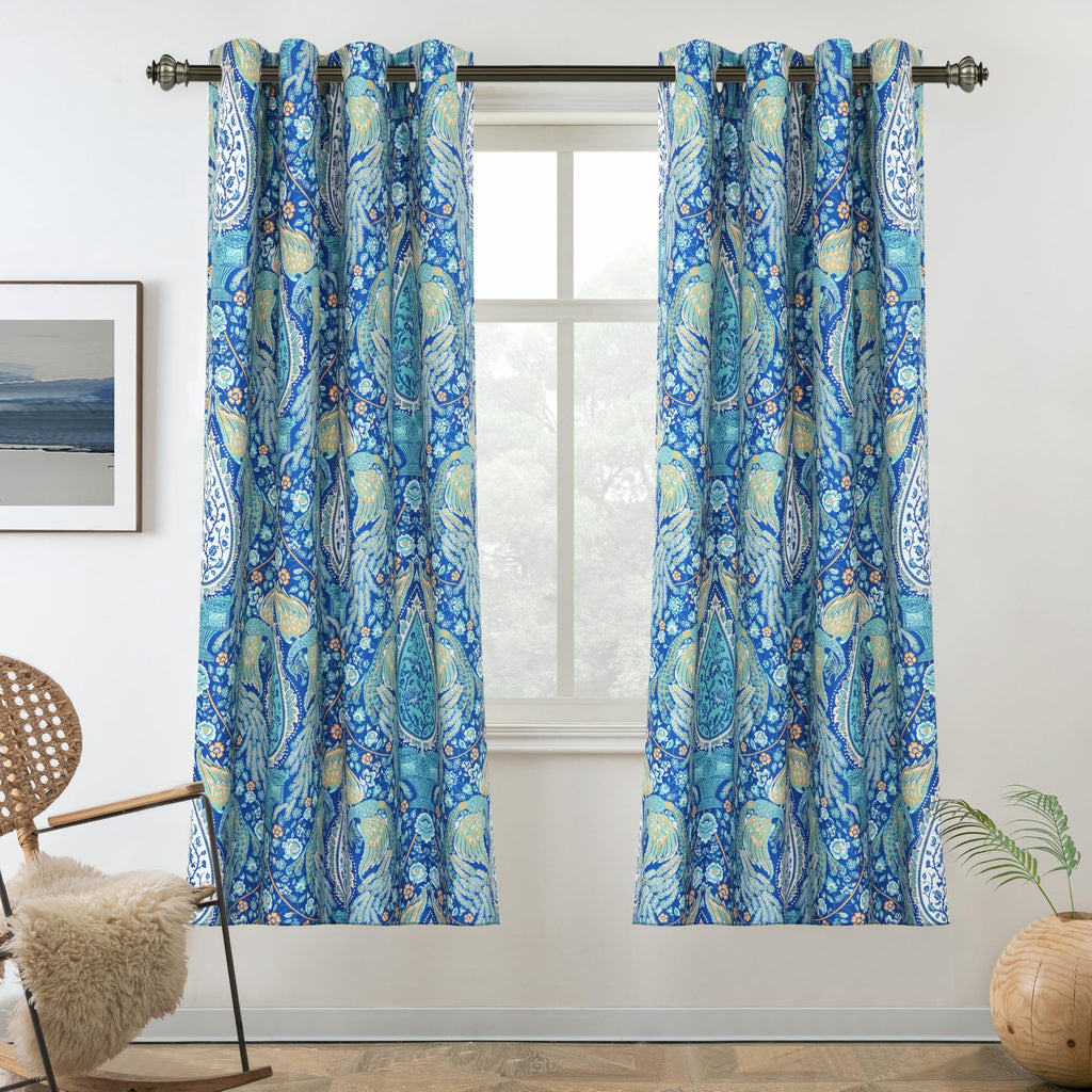 Driftaway Christmas Curtains For Bedroom 84 Inch Room Darkening Blackout Medallion Floral Peacock Pattern For Living Room Window