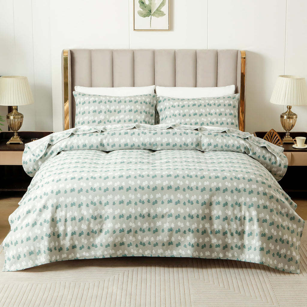 Elegant Comfort Ultra Soft 4-Piece 100% Turkish Cotton Flannel Sheet Set - Holiday Christmas Flannel Sheets, Warm And Cozy Premium Quality, Deep Pocket Fitted Sheet- Twin, Double Tree