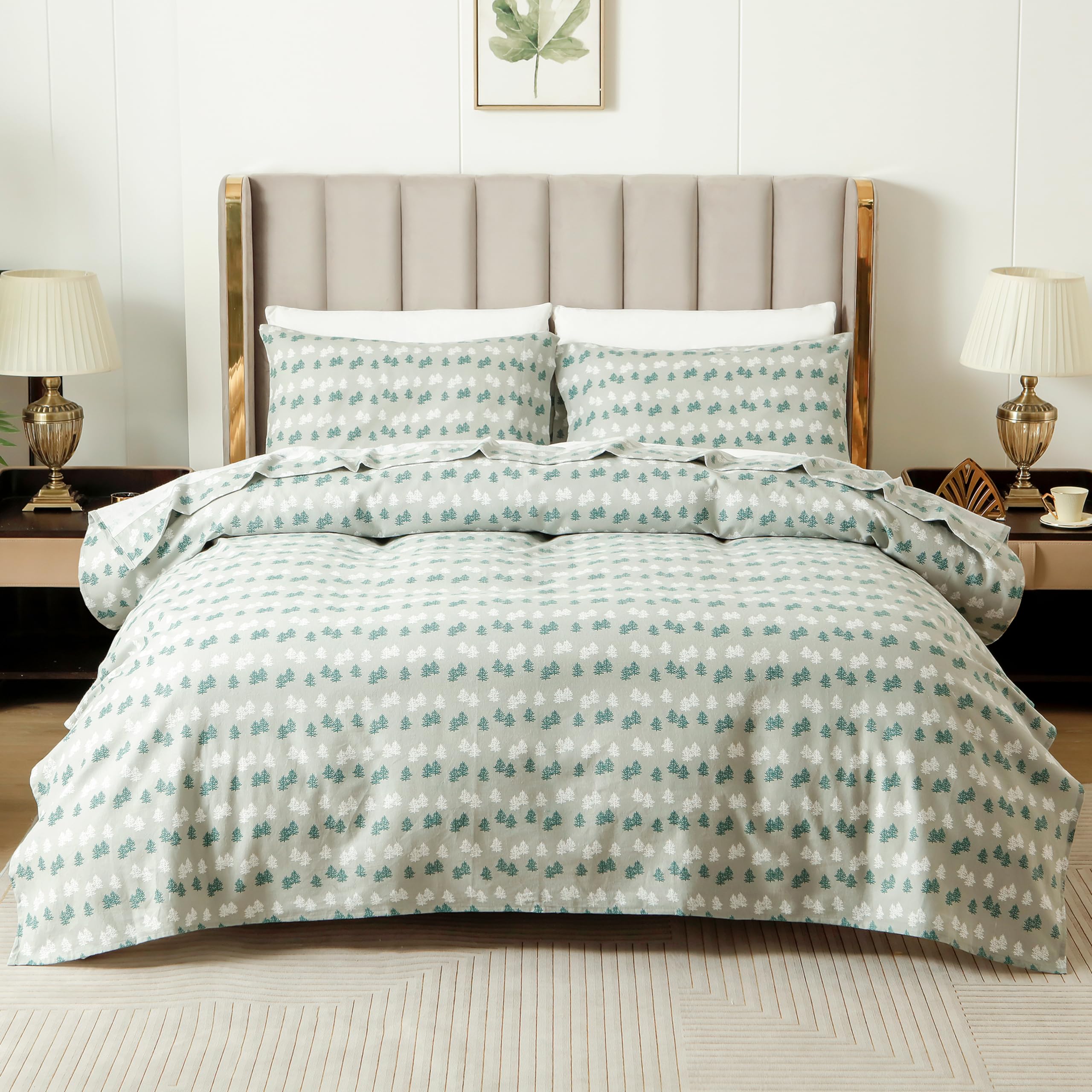 Elegant Comfort Ultra Soft 4-Piece 100% Turkish Cotton Flannel Sheet Set - Holiday Christmas Flannel Sheets, Warm And Cozy Premium Quality, Deep Pocket Fitted Sheet- Twin, Double Tree