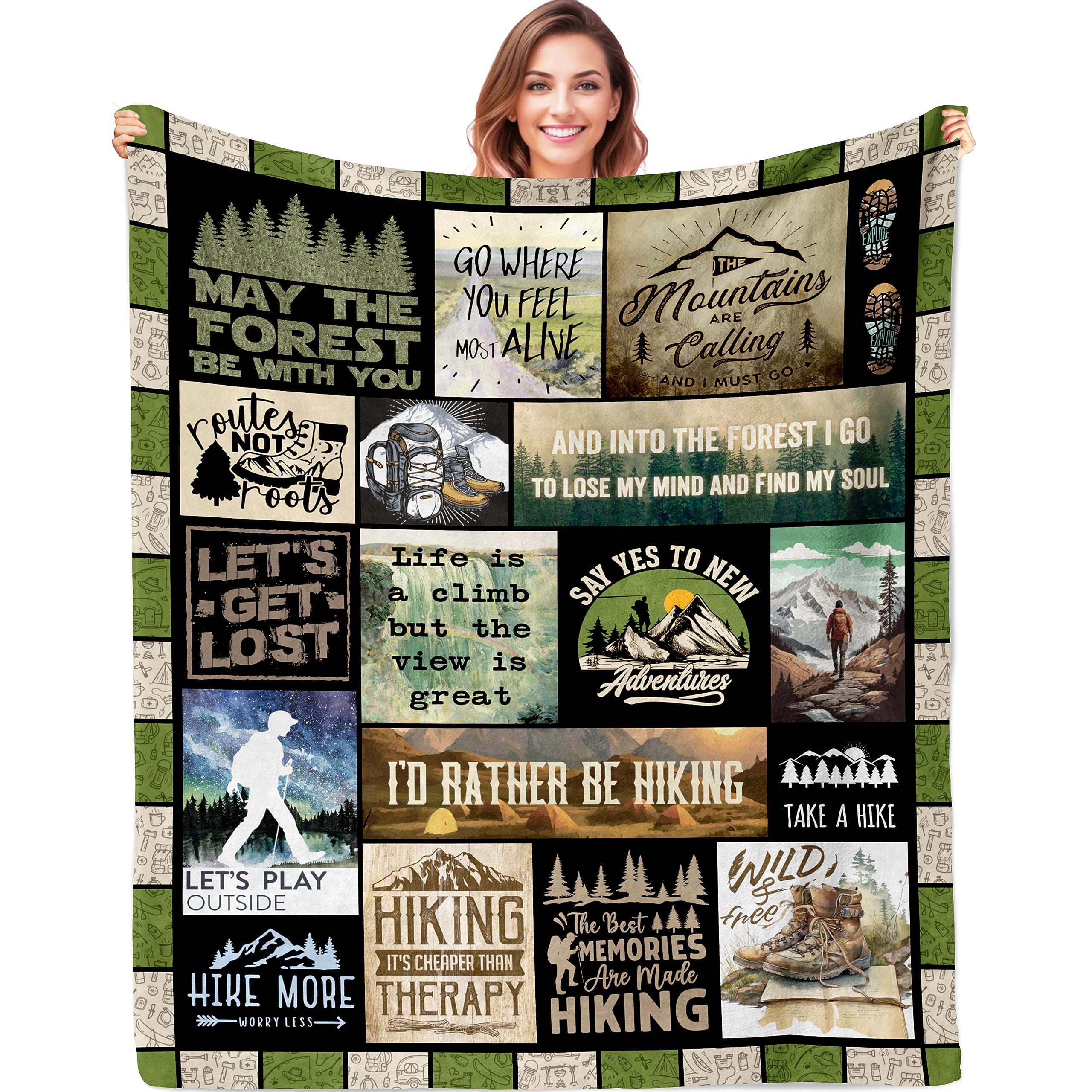 Qojuyo Hiking Gifts For Women, Hiking Gifts For Men, Hiking Gifts Throw Blanket 60'X50', Cool Hiking Gifts, Gifts For Hikers,