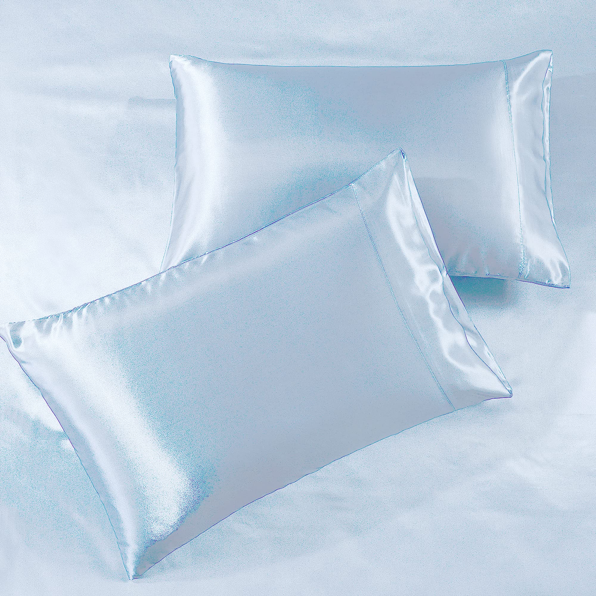 Satin Sheets Twin [3-Piece, Baby Blue] Hotel Luxury Silky Bed Sheets - Extra Soft 1800 Microfiber Sheet Set, Wrinkle, Fade, Stai