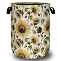 Retro Sunflower Laundry Hamper Yellow Flowers Laundry Basket With Handles Foldable Oxford Cloth Colorful Tote Bag Clothes Toy St