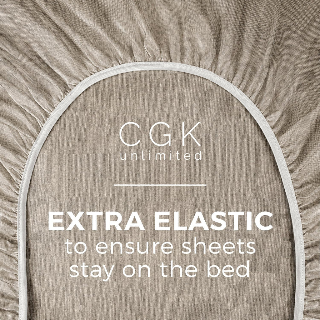 Twin Xl Size Fitted Bed Sheet - Hotel Luxury Single Fitted Bottom Sheet Only - Fits Mattress Between 8 To 16 Inches - Deep Pockets, Extra Soft And Wrinkle Free - Breathable & Cooling - Heathered Beige