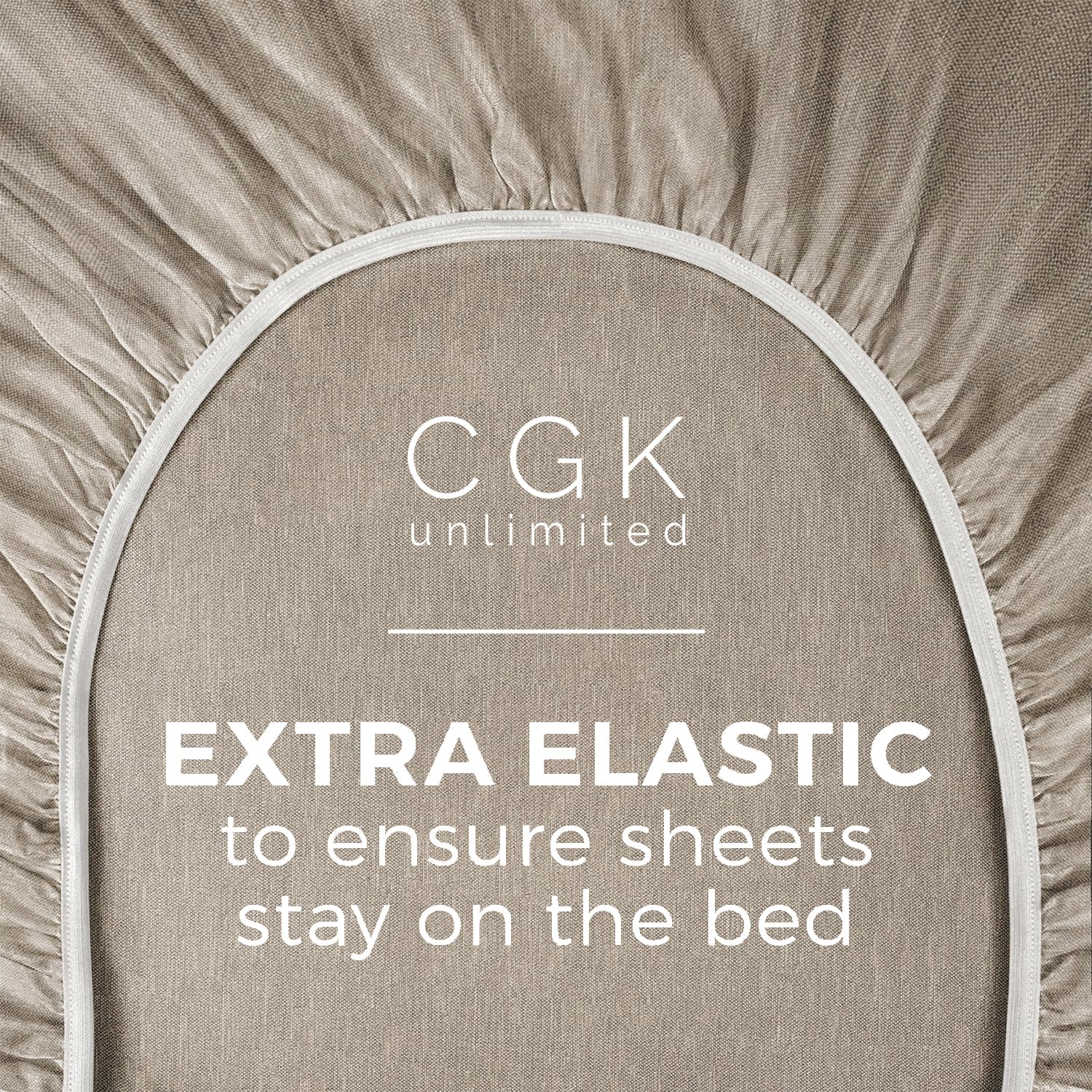 Queen Size Fitted Bed Sheet - Hotel Luxury Single Fitted Sheet Only - Fits Mattress Up To 16 - Extra Soft, Wrinkle Free, And Breathable - Bottom Fitted Sheet - Heathered Beige Single Fitted Sheet Only