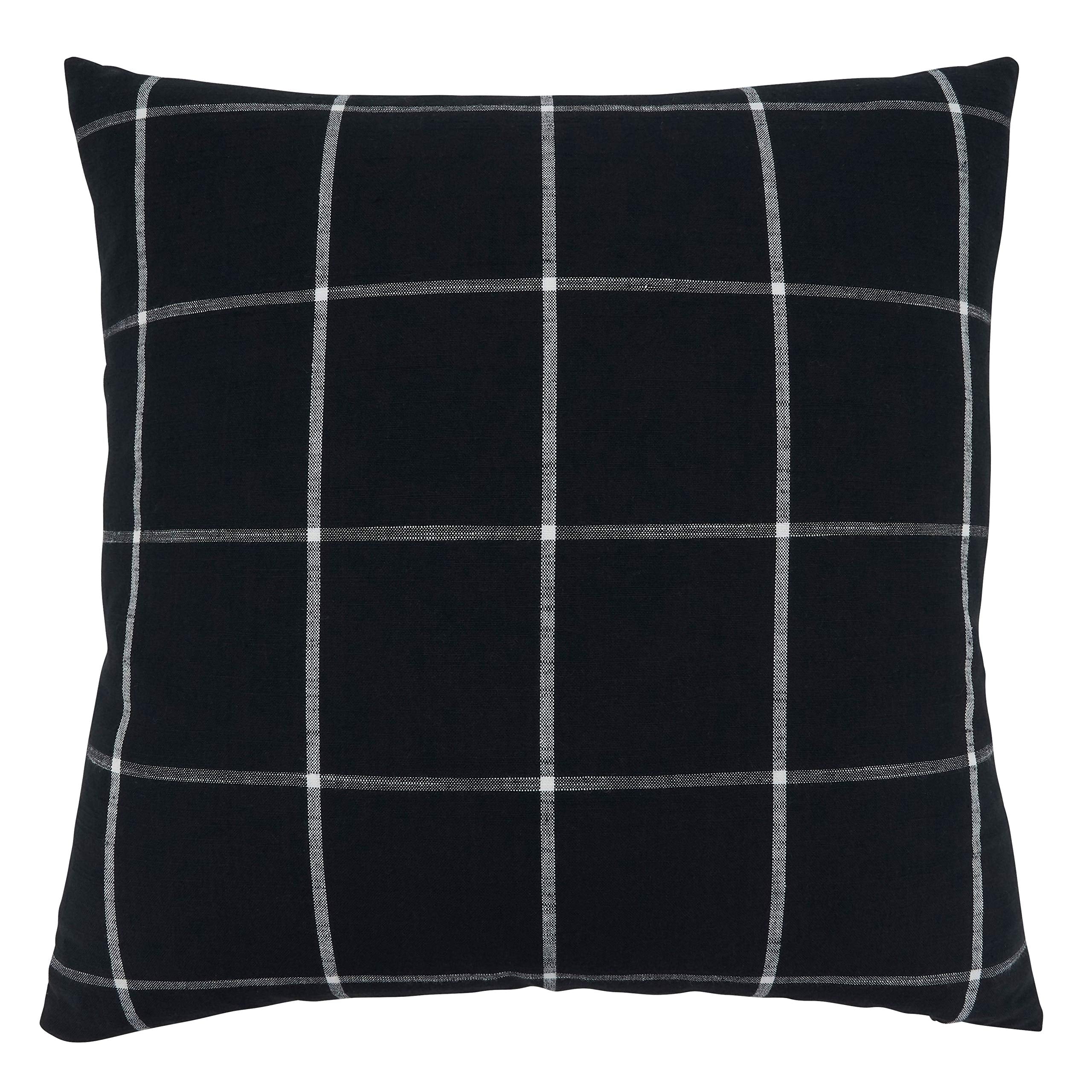 Saro Lifestyle Hester Collection Large Plaid Pillow Cover, 20', Black