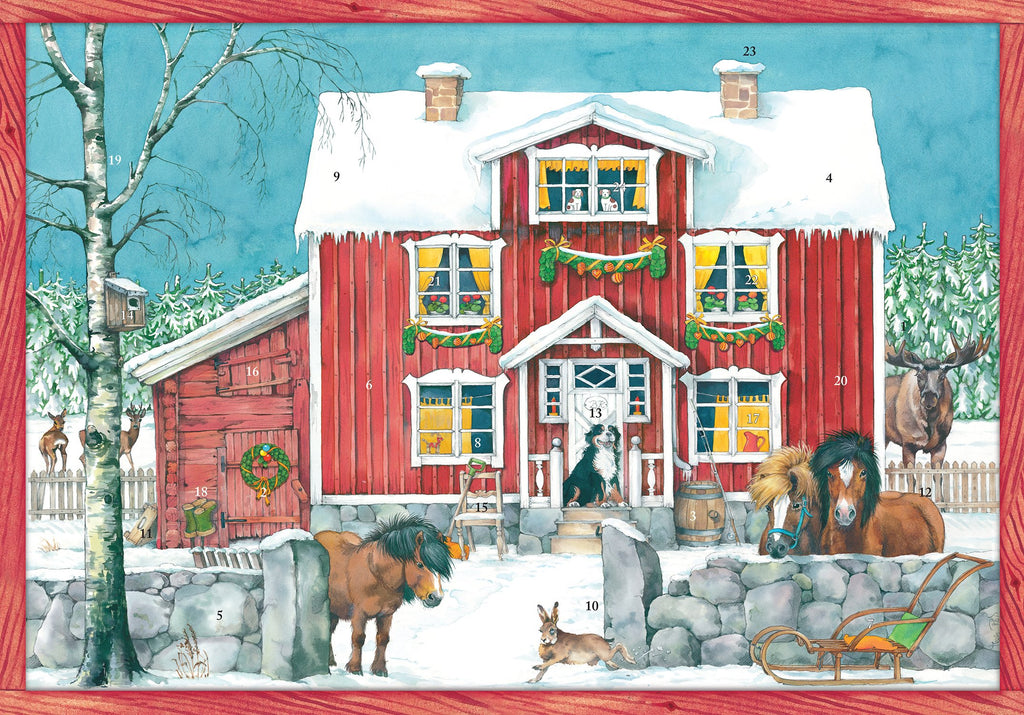 Coppenrath Unusual Traditional Paper Advent Christmas Calendar - Premium Made in Germany -Charming Nordic Farm