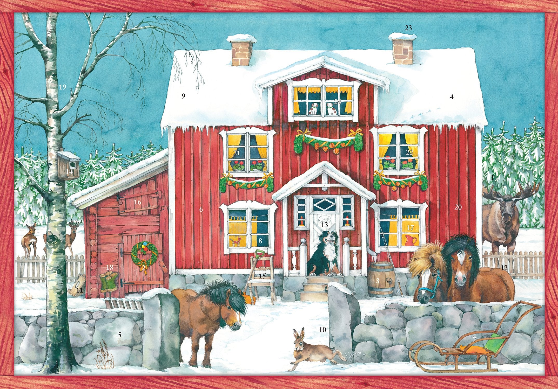 Coppenrath Unusual Traditional Paper Advent Christmas Calendar - Premium Made in Germany -Charming Nordic Farm