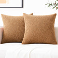 Mixhug Decorative Boucle Throw Pillow Covers, Tobacco Brown, 20 X 20 Inches, Pack Of 2 - Textured Boho Pillow Covers For Couch A