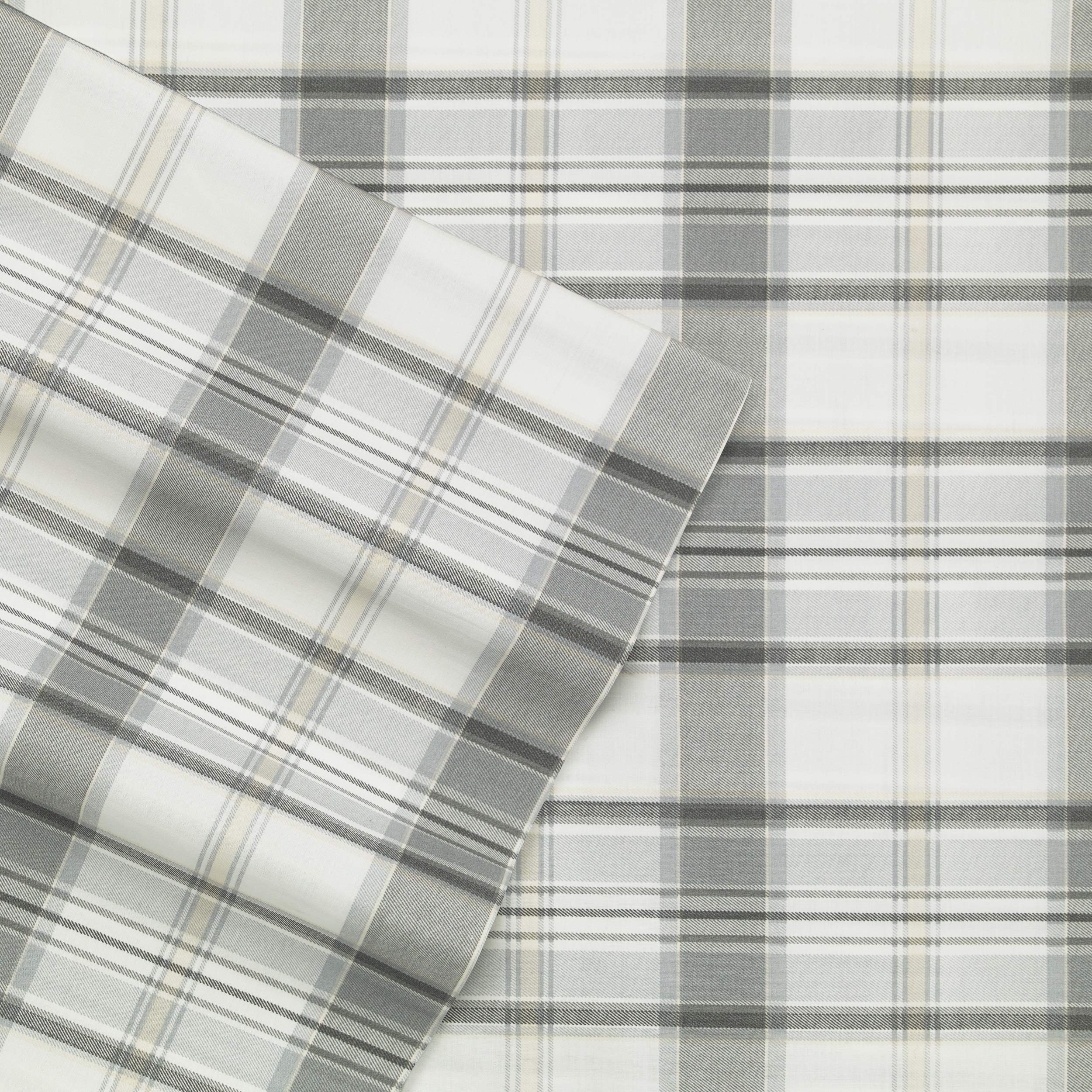 Eddie Bauer - King Sheets, Cotton Percale Bedding Set,4 Pcs, Crisp & Cool Home Decor (Chinook Grey, King)