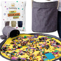 Toy Storage Basket And Play Mat - Building Bricks Toy Storage Organizer - Tidy With Ease - Toy Blocks Mat Storage Bag - Collapsible Xl Kids Canvas Bag/Bin - Drawstring Playmat Boy/Girls-15'X14”(Grey)