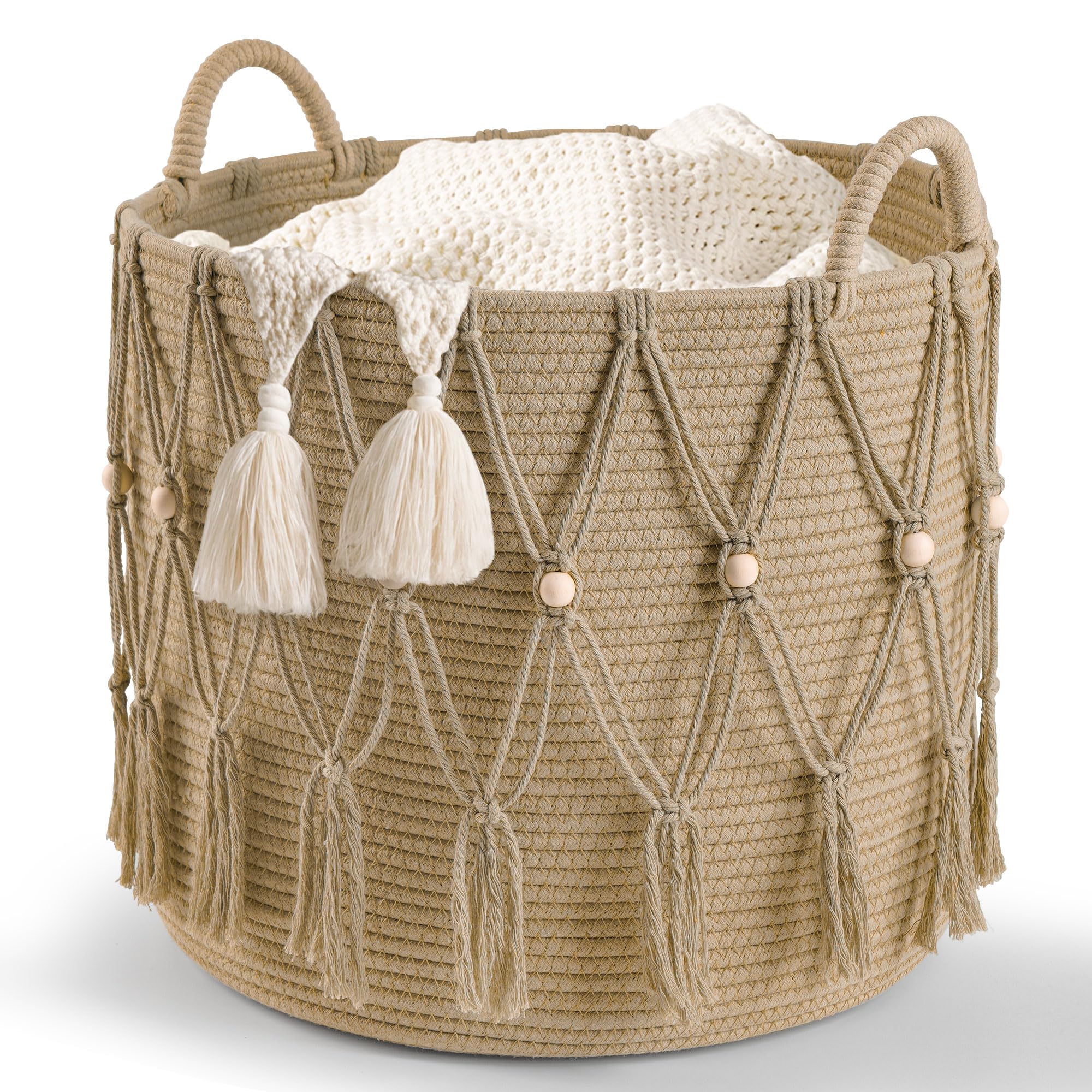 Blanket Basket for Living Room Decor Storage Basket for Toy Organizer Boho Decor Baskets for Modern Farmhouse Decor Small Laundr