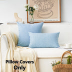 Home Brilliant Blue Throw Pillow Cover Linen European Decorative Pillow Case Large Cushion Cover For Patio Floor Garden, 24X24(6